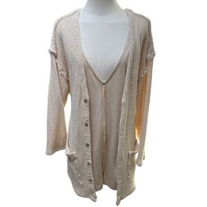 Free People Beach Cream 2-piece romper cardigan sweater duo size Medium